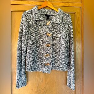 Vintage Nomadic Traders Black and White Knit Cardigan Cotton Blend / LG
